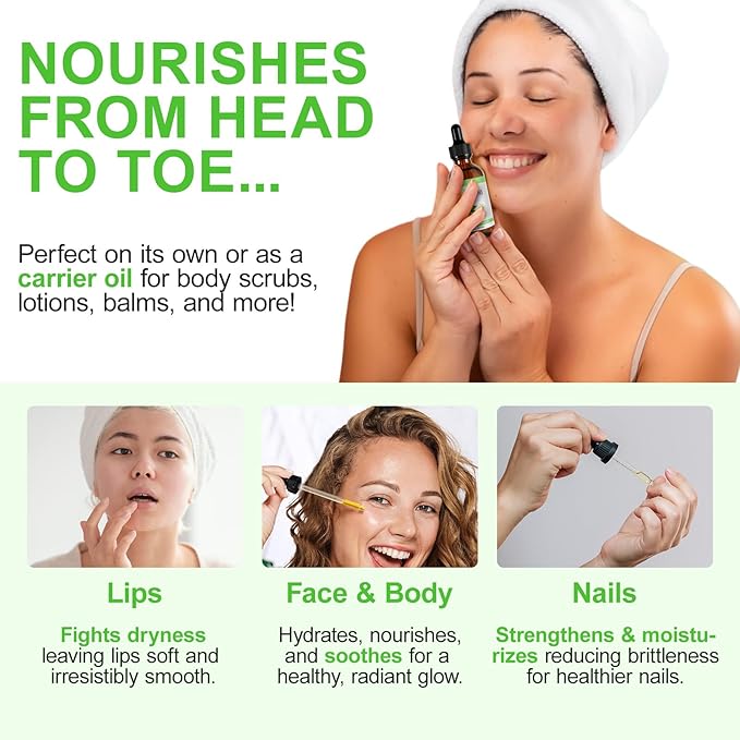 Neem Oil for Skin, Pure Natural Cold Pressing, Free of Hexane, Nourishes the Skin and Hair, Reduces Fine Lines, 2.02 Oz