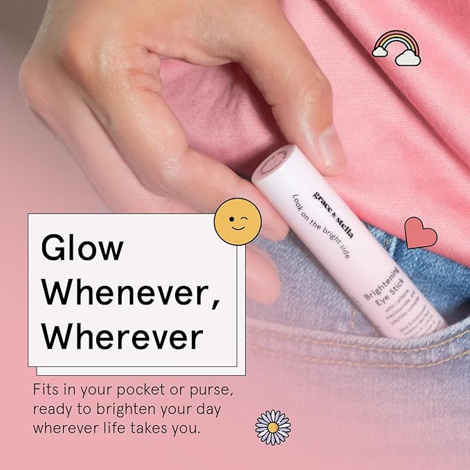 grace & stella Under Eye Brightener Balm Stick - Travel Essentials - Caffeine Eye Cream for Dark Circles, Puffiness, Wrinkles - Vegan Moisturizer Stick with Niacinamide, Hyaluronic Acid (0.13oz/3.5g)