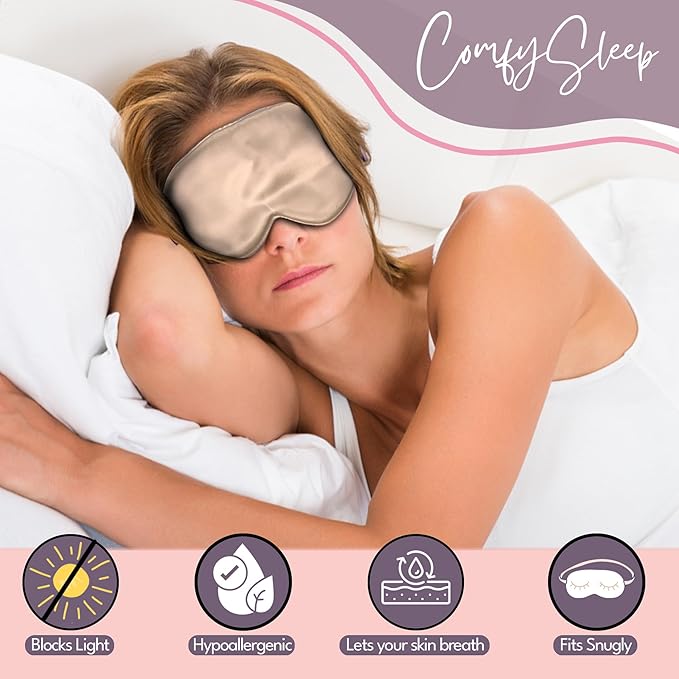 CELESTIAL SILK 100% Silk Sleep Mask for Women with Silk Covered Elastic Strap, Eye Mask for Sleeping (One Size, Taupe)
