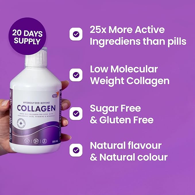 Swedish Nutra - Liquid Collagen 10000mg Sugar-Free 500 ml I Hyaluronic Acid, Biotin I Skin, Hair, Nails I Higher Absorption I Natural Flavour - 20 Day Supply.