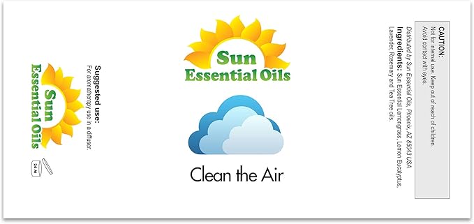 Sun Essential Oils - Clean The Air Essential Oil (Huge 2 Ounce Bottle) Bulk - Aromatherapy Oils