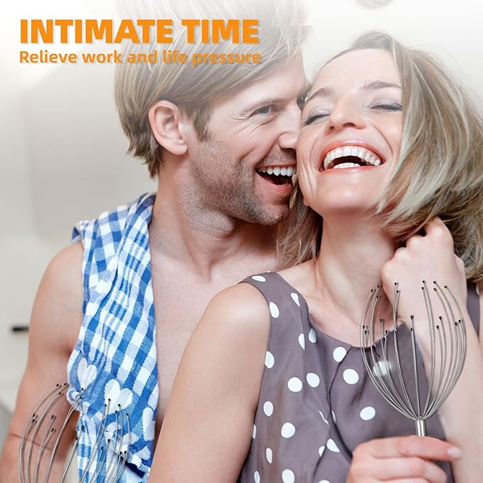 YEZY Head Massager 20 Fingers Head Scratcher Scalp Massager, Back Scratcher, Stocking Stuffers for Scalp Massage Back Massage 2 Pack (Silvery)