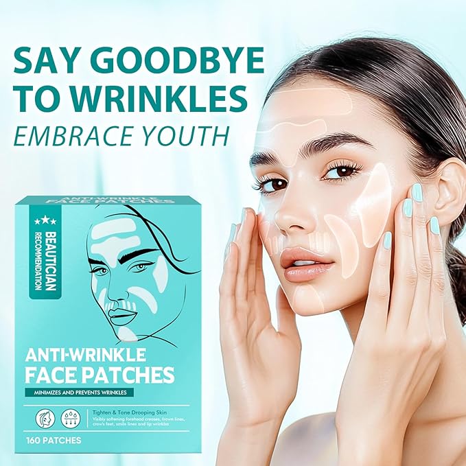 Facial Wrinkle Patches, 160pcs Silicone Anti Wrinkle Patches, Anti-Wrinkle Face Patches for Reducing Fine Lines and Lifting Forehead Eyes Mouth Skin