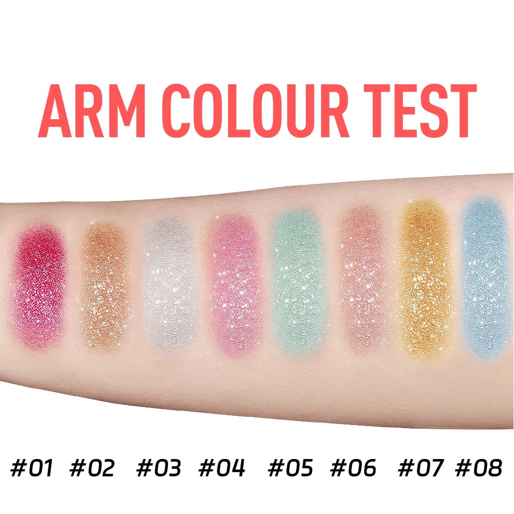 Glitter Body Highlighter Powder Body Shimmer Sparkle Face Brightening Highlighter Powder for Face Eyes Body Glow Makeup With sponge head（01#）