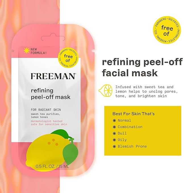 Freeman Facial Mask Variety 12 Count Bundle, Peel-Off & Clay Face Masks, Pore Clearing, Toning, Evening, & Calming Skincare, For All Skin Types, Travel Size Masks, 0.5 fl. oz./15 ml Sachets