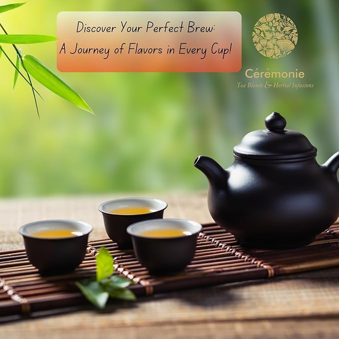 Ceremonie Tea Herbal Variety Pack - Kosher Set - Assorted Sampler With 12 Individually Wrapped Silky Mesh Herbal Bags - Single Serve Pouches