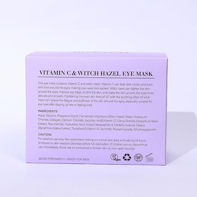 Under Eye Patches with Vitamin C and Witch Hazel Eye Mask for Dark Circles and Puffiness,Face Mask Skin Care Products 30 Pairs