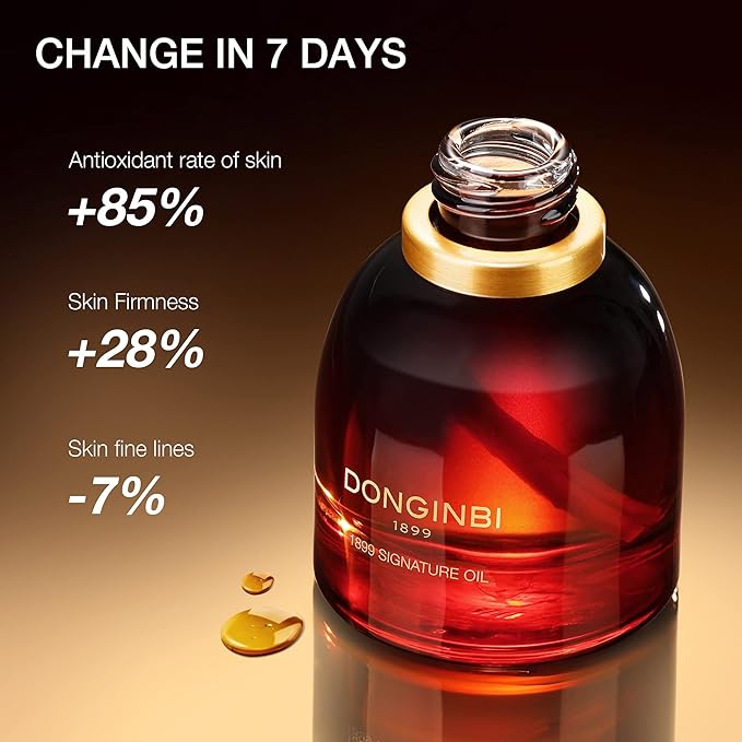Donginbi 1899 Signature Oil - Face Oil for Women with Red Ginseng Extraction Technology, Jojoba Seed Oil & Sweet Almond Oil, Korean Skin Care, 0.88 floz / 25ml