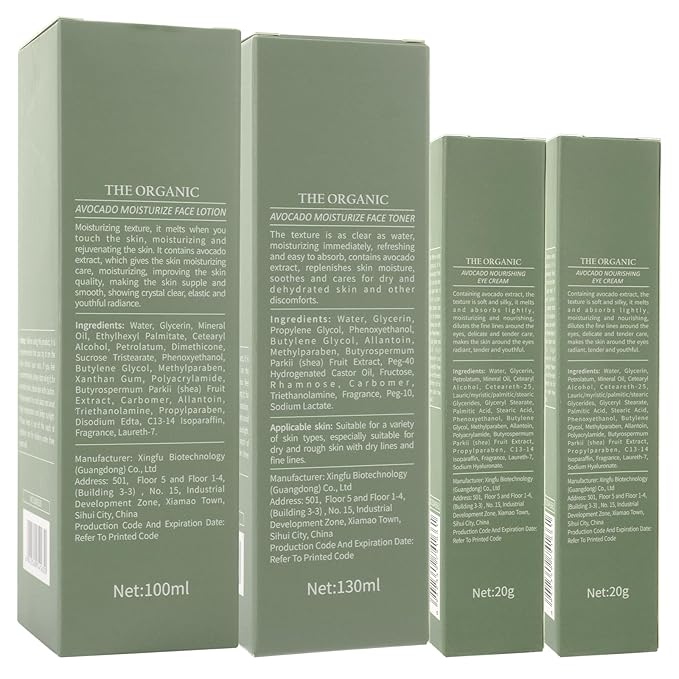 Avocado Skin Care Set, 4 PCS Moisturizing Skincare Set, Anti Aging Skin Care Routine Kit For Women With Toner, Lotion, 2 PCS Eye Cream, Travel Facial Skincare Kits, Daily Skin Care.