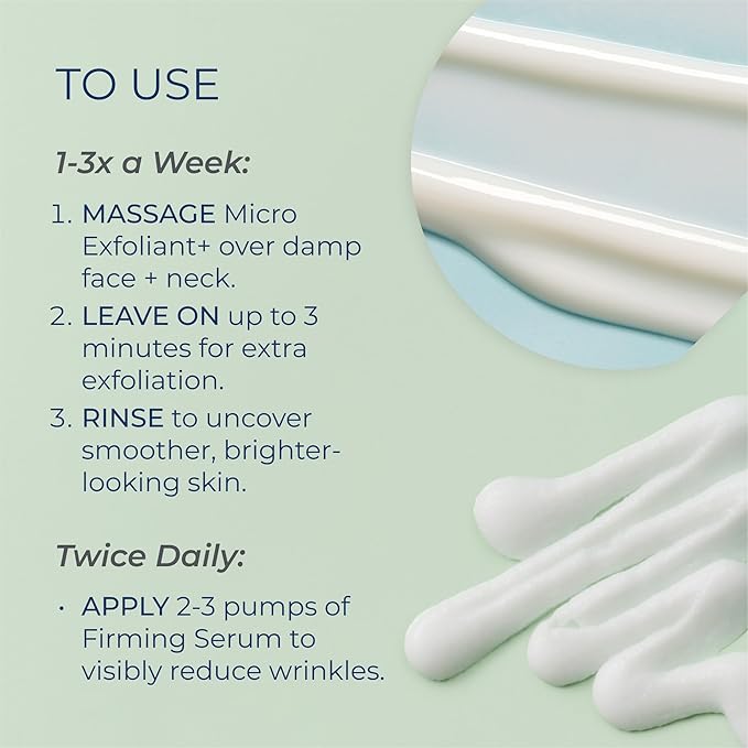 Kind Science by Ellen DeGeneres Firm + Smooth Duo, 2-Piece Skin Care Set with Micro Exfoliant & Firming Face Serum - Hyaluronic Acid Serum & Exfoliating Face Wash