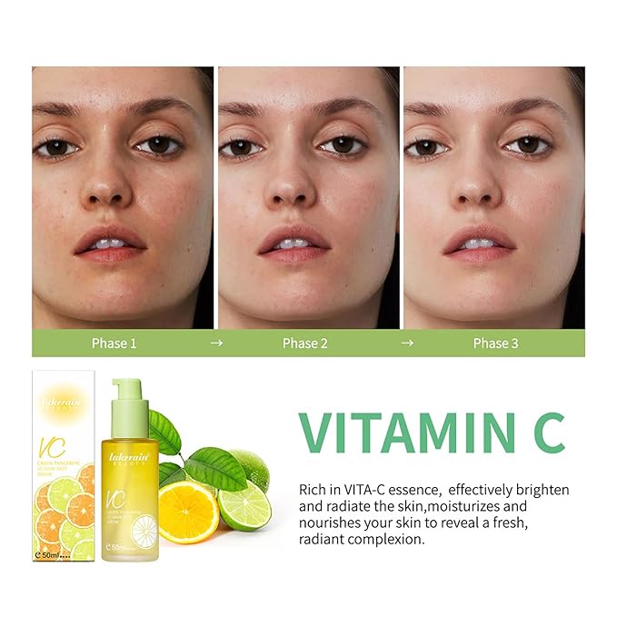 NICEFACE Green Tangerine Vitamin C Face Serum - Facial Serum with Vitamin C, Niacinamide & More - Brightening Serum for Dark Spots, Balancing Skin Tone, and Lightening Acne Marks (50ml), transparent