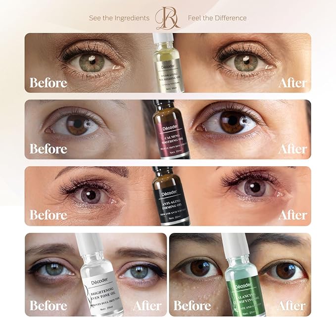 Decoder Firming and Rejuvenating Beauty Eye Serum Oil, Eye Skin Care Essence Oil, Under Eye Cream - Jojoba Oil, Squalane, Shea Butter, Baobab Oil, Hazelnut Oil -Nourishing Fine Lines and Youthful Skin