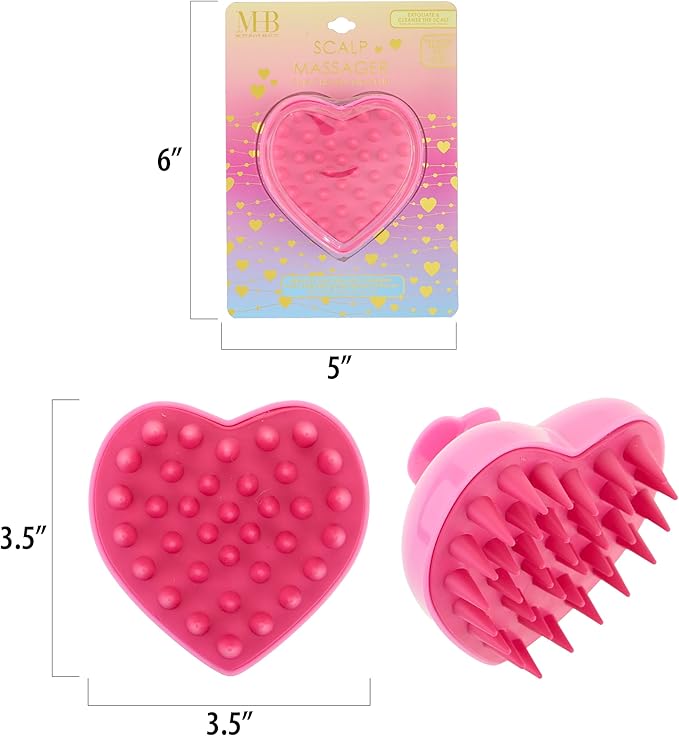EXPRESSIONS Scalp Massager –1pc Pink Heart Shaped Scalp Massaging Tool to Rejuvenate Scalp & Hair Follicles, Ergonomic Design Silicone Scalp Scrubber for Everyday Scalp Care