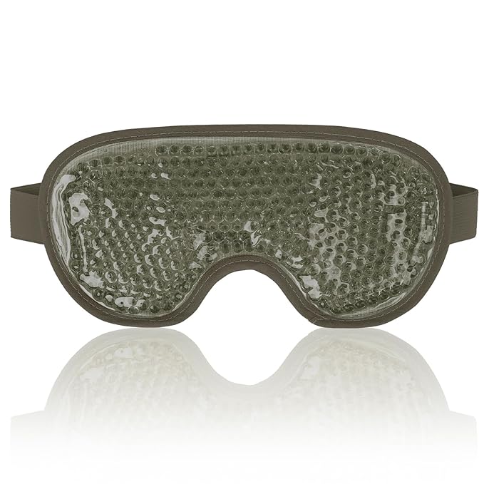 NEWGO Cooling Eye Mask for Puffy Eyes, Cold Eye Mask Eye Ice Pack for After Eyes Surgery, Tension Stress Relief, Itchy Eyes, Headaches, Dark Circles - Army Green