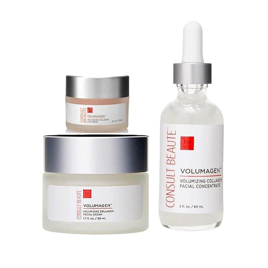 Consult Beaute Volumagen TRIO Skin Care For Plumper & Smoother Skin - Collagen, Hyaluronic Acid and Ceramides - Doctor Formulated for Face, Neck and Eyes - Boost Moisture for Glowing Complexion
