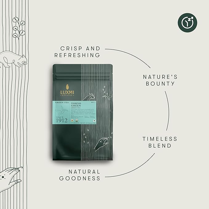 Luxmi Estates - Tokyo Green - Organic Makaibari Darjeeling Green Tea - 50 Tea Bags | From the Foothills of the Himalayas