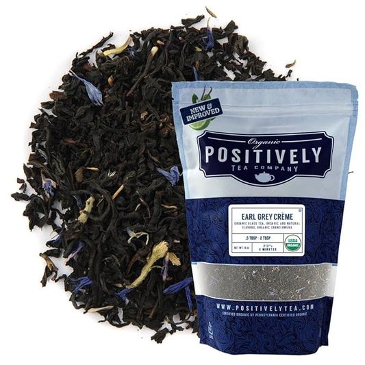 Organic Positively Tea Company, Earl Grey Crème Black Tea, Loose Leaf, 16 Ounce