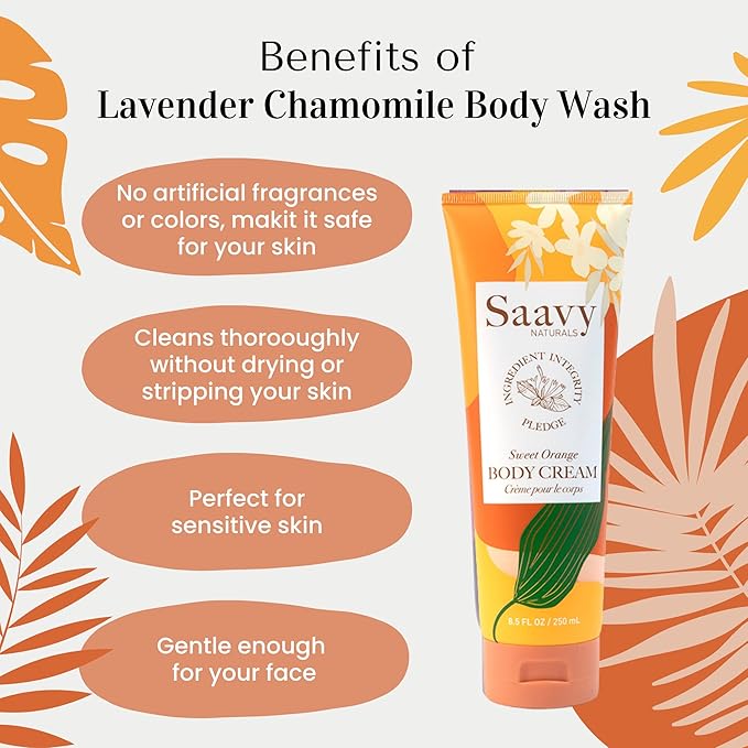 Saavy Naturals Sweet Orange Body Cream for Women, Absorbent Shea Butter Vegan Formula for Women, Thick and Creamy, Naturally Scented Body Lotion for Dry Skin, 8.5 Oz, 2 Pack