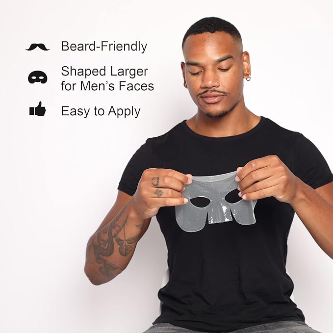 HOMMEFACE Men’s 2-Step Daily Skincare Kit + 5 Facial Sheet Mask Set Bundle