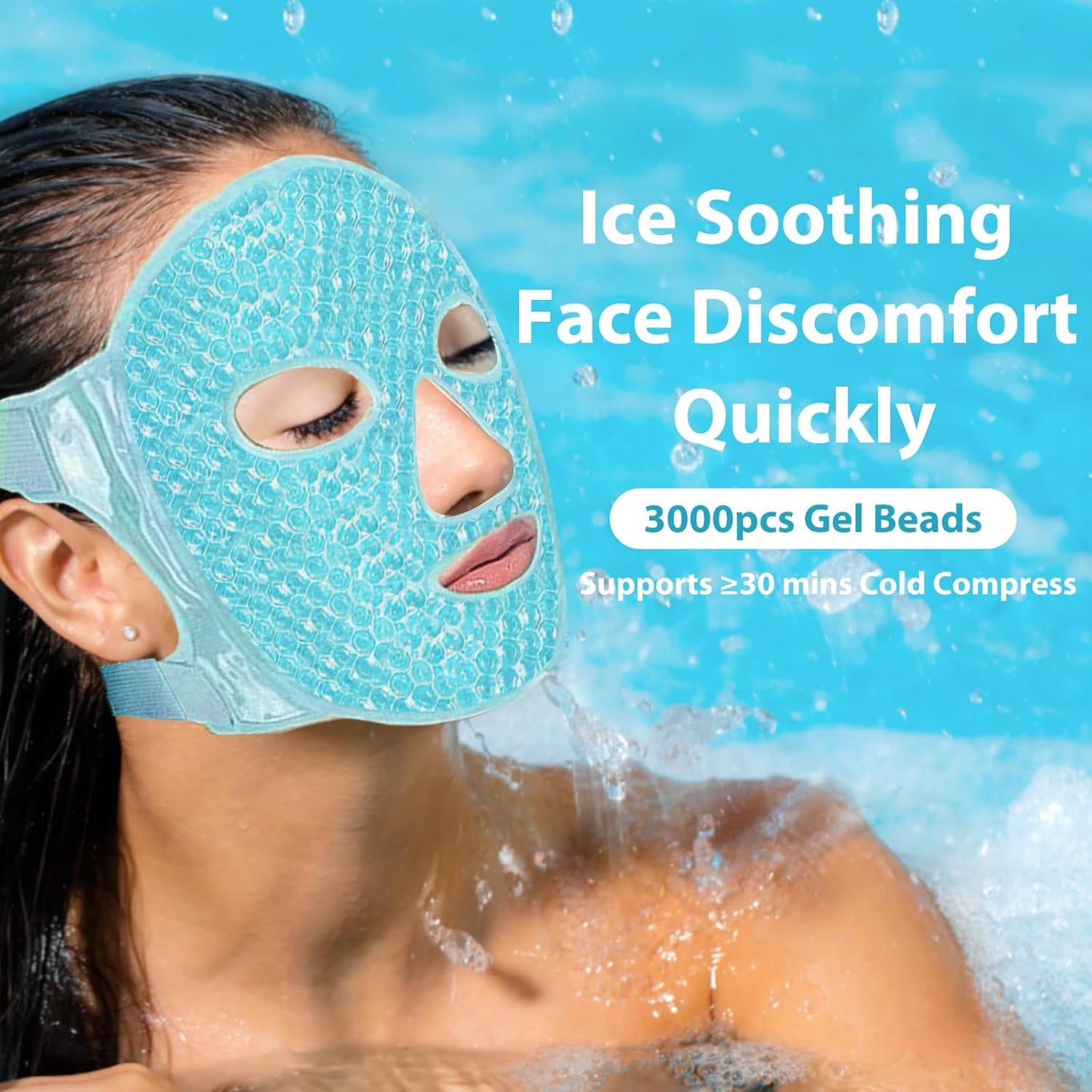BeeVines Ice Face Mask, Cooling Gel Pack for Puffy Eyes, Cold & Hot Reusable Compress, Frozen Eye Packs Masks for Women for Dark Circles, Puffiness, Allergies & Headaches (Blue)