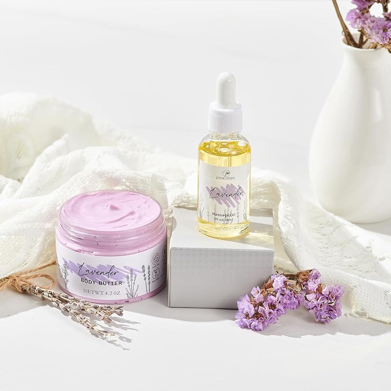 Gifts for Women Spa Gifts Lavender Bath Gift Baskets Relaxing Self Care Gift for Mom Her Sister Wife Auntie Home Bath Kit Care Package Birthday Friendship Gift Ideas