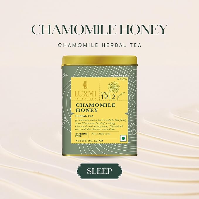 Luxmi Estates - Chamomile Honey Herbal Tea - 50g (25 Cups) | Certified Organic Tea | Caffeine-Free