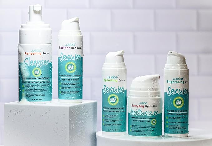 WEBE Snail Mucin 94% Hydrating Glow Serum | 1.3% Hyaluronic Acid & N-Acetyl Glucosamine | Collagen Boosting, Anti Aging, Intense Repairing & Moisturizing Serum for Radiant, Plump Skin