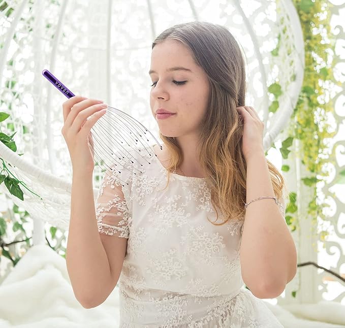 USAGA 28 Fingers Head Scratcher, Head Massager, Scalp Massager for Scalp Body Relaxing (Purple)