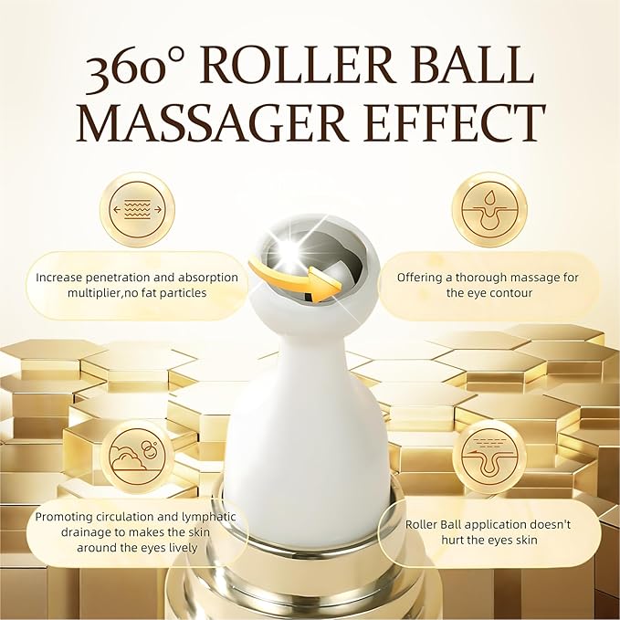 Eye Serum With 5% Caffeine & 5% Retinol For Dark Circles, Puffiness Puffy Bags & Wrinkles Fine Lines,Under Eye Cream Anti Aging Treatment 360° Massage Roller Ball (0.68 Ounce (Pack of 1), Unscented)