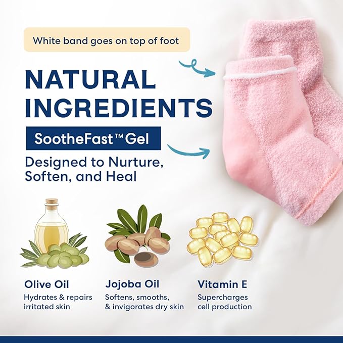 Dr. Frederick's Original Moisturizing Fuzzy Heel Socks - 2 Pairs - Cozy Gel-Lined Sleep Socks for Women & Men - Soothes Dry, Cracked Feet - Heel Repair - Variety Pack