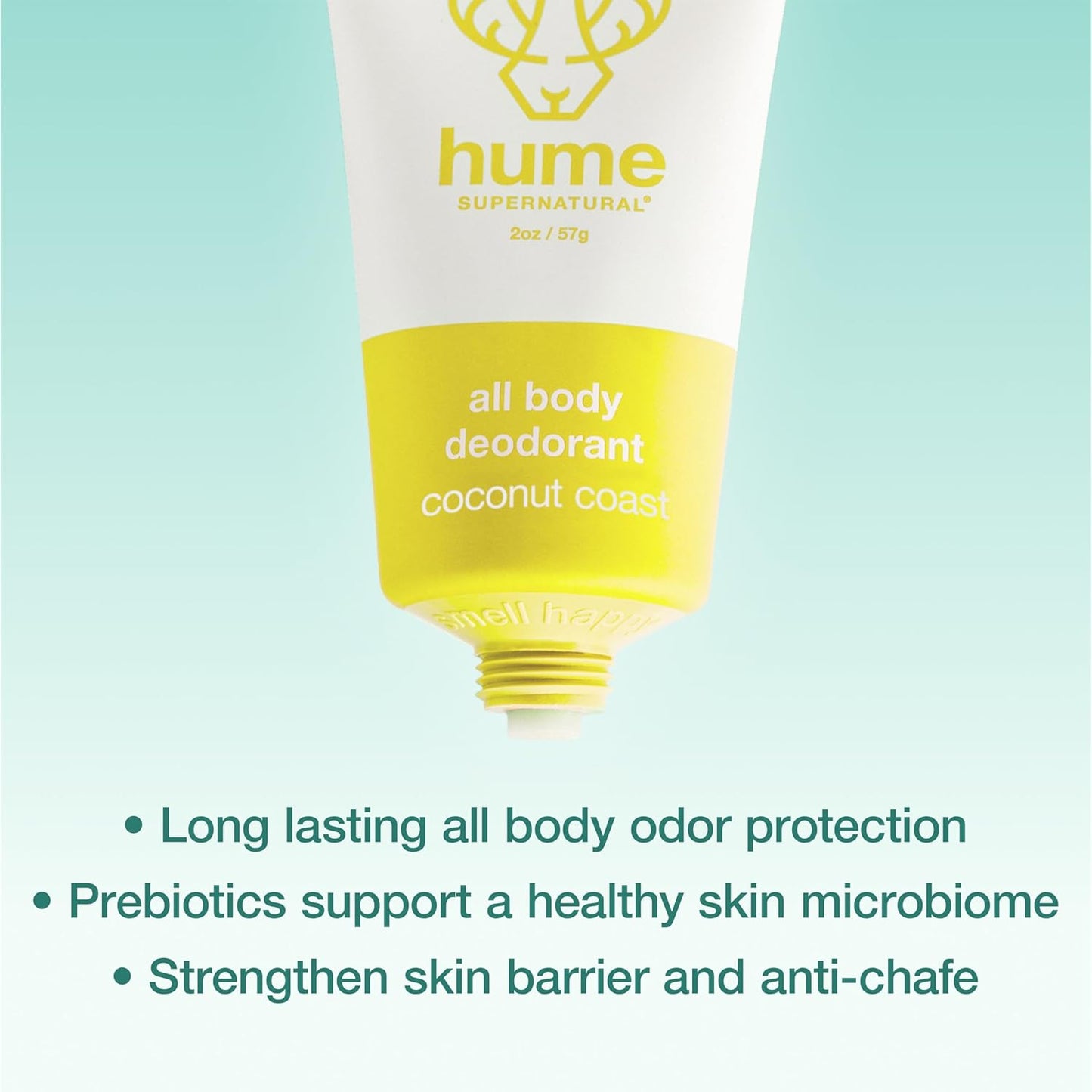Hume Supernatural Invisible Whole Body Deo Balm - Full Body Protection - Aluminum Free, No Baking Soda - Anti-Chafing Odor Control - Clinically Tested on Sensitive Skin (Coconut Coast, 1-Pack)