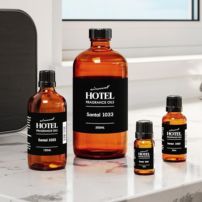 Santal Diffuser Oil No. 1033 - AirScent Santal-33-Inspired Perfume Dupe - Premium Fragrance Oil Blend - 30 mL, 1 fl oz Glass Bottle with Dropper Cap for Aromatherapy Diﬀusers and Humidifiers
