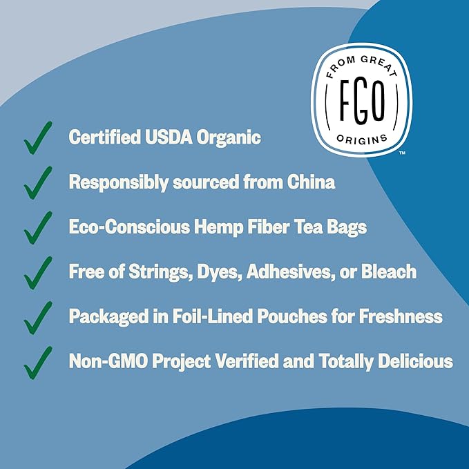 FGO Organic Black Decaf Tea, 100 Count, Eco-Conscious Tea Bags, Resealable Bag, Packaging May Vary (Pack of 1)