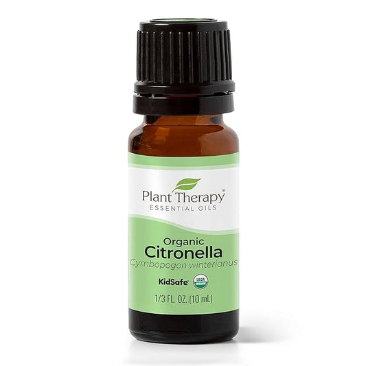 Plant Therapy Citronella Organic Essential Oil 100% Pure, USDA Certified Organic, Undiluted, Natural Aromatherapy, Therapeutic Grade 10 mL (1/3 oz)