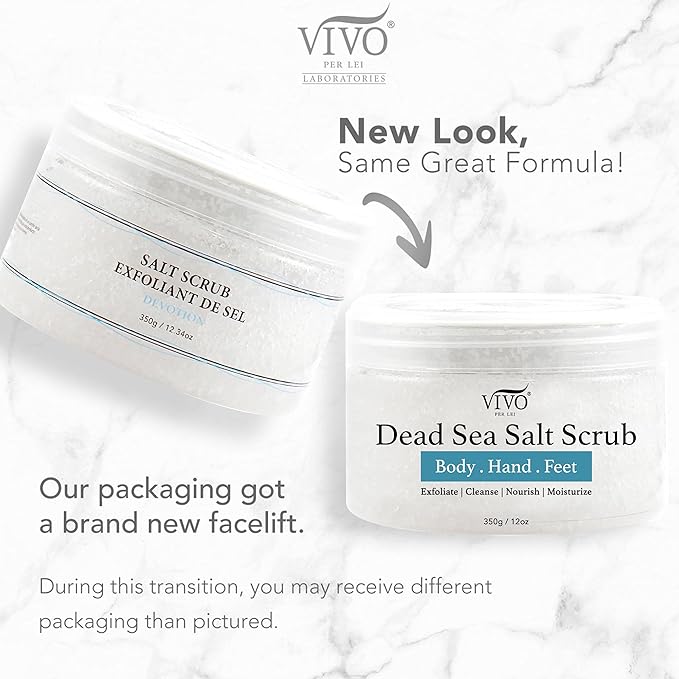 Vivo Per Lei Body Scrub - Exfoliating Body Scrub with Dead Sea Minerals - Dead Sea Salt Scrub for Hands & Legs - Body Exfoliant for a Supple Beach Body - 350 g/ 12.34 oz