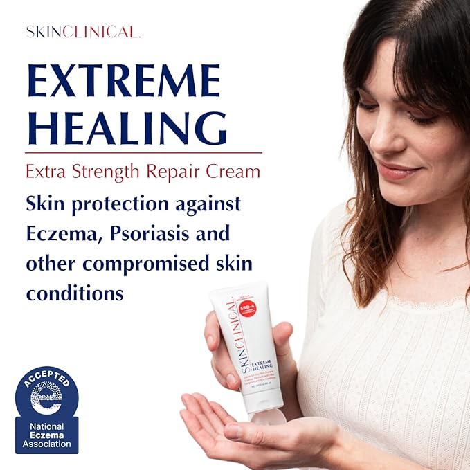 Extreme Healing, Non-Sticky, Fast-Absorbing Lotion For Dry Skin with Eczema and Psoriasis, Fragrance Free Lotion with Patented Ingredient SBD-4, Soothing Relief for Hand and Body, 3 Oz