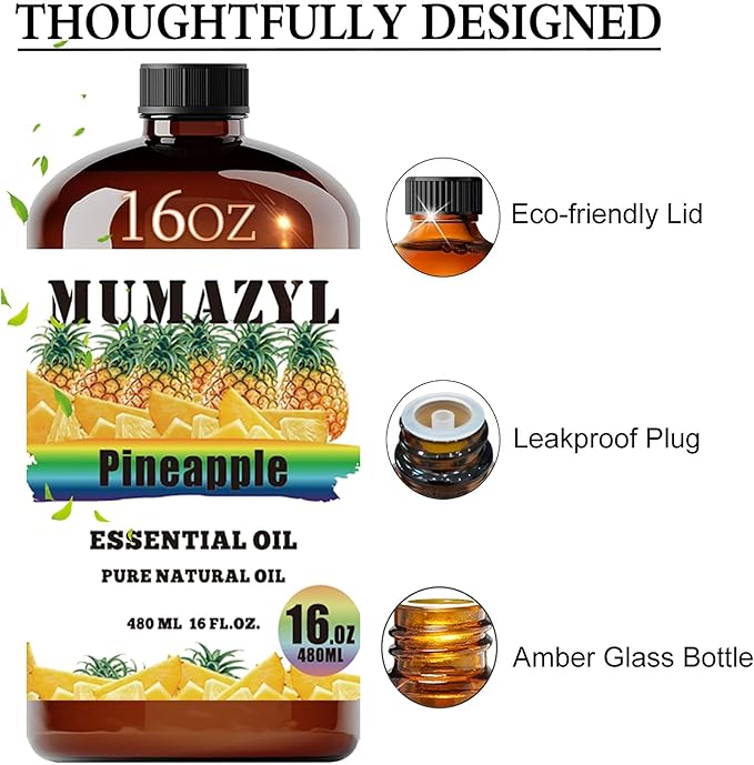 Pineapple Essential Oil, Pineapple Oil 16 Fl Oz 480ML for Diffuser Humidifier Yoga Cleaning DIY Candle Soap Making Essential Oils