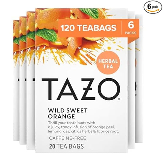 TAZO Wild Sweet Orange Tea Bags, Unsweetened Herbal Tea, Caffeine-Free, 120 Total Tea Bags (20ct - Pack of 6)