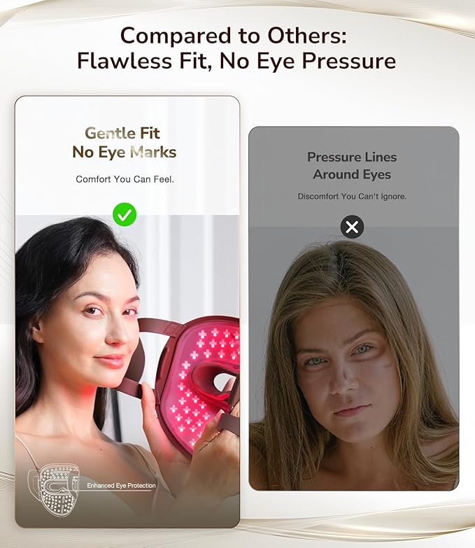 JOVS Red Light Therapy Mask for Face, LED Face Mask Light Therapy with Near-Infrared Red Light, 4 Modes and Portable Skin Care Tools for Home Use