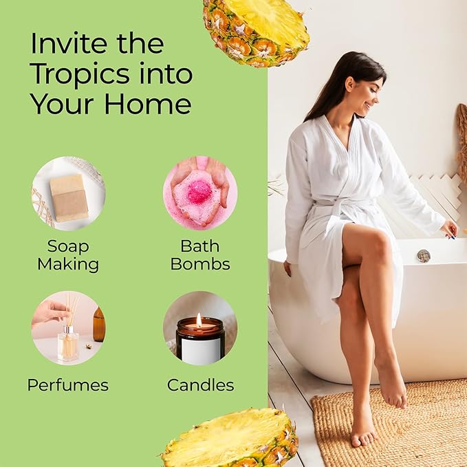 Good Essential – Professional Pineapple Fragrance Oil 10ml for Diffuser, Candles, Soaps, Lotions, Perfume 0.33 fl oz