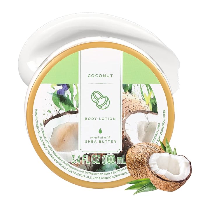 Princess Belle Coconut Body Lotion, Travel Size Body Lotion for Women and Men Dry Skin, Deep Moisturizing and Hydrating with Natural Shea Butter, Smell Good, 100ml(3.4floz)
