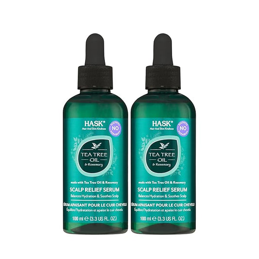 HASK TEA TREE OIL & ROSEMARY Scalp Relief Serum for All Hair Types, Color Safe, Gluten-Free, Sulfate-Free, Paraben-Free, Cruelty-Free - Pack of 2