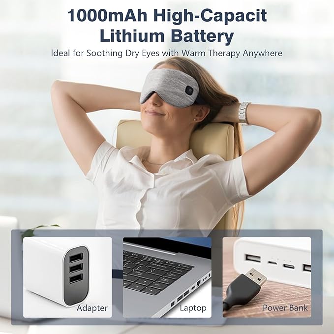 Heated Eye Mask Cordless, Warm Eye Compress for Dry Eyes Stye Blepharitis Chalazion MGD Eye Treatment, Heat Therapy to Unclog Gland, Soothe Tired and Sore Eyes (Gray)
