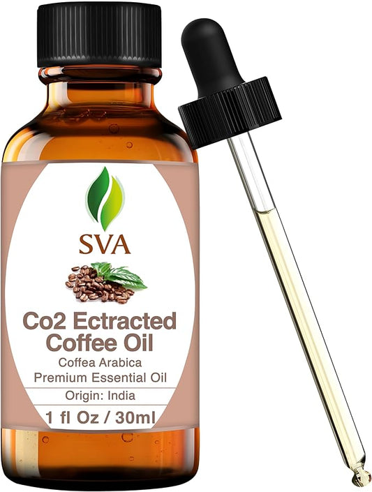 SVA Coffee Essential Oil – 1 Fl Oz – 100% Natural Coffee Oil - for Diffuser, Hair Care, Face, Skin Care, Aromatherapy, Scalp and Body Massage, Soap and Candle Making - with Dropper