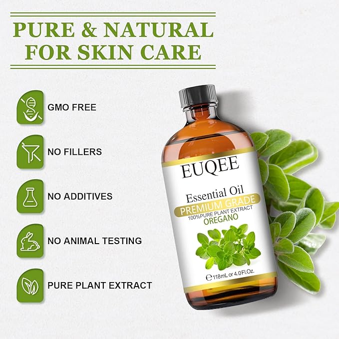 Oregano Essential Oil 4oz / 118ML Large Capacity Oregano Oil Pure Aromatherapy Essential Oils with Glass Dropper for Candle Soap Making, Diffusers