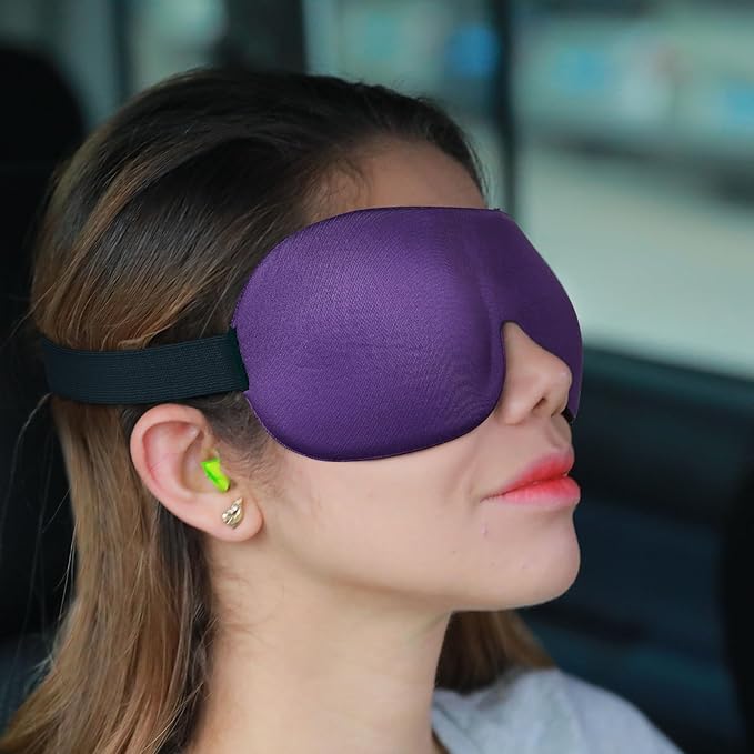 Sleep Mask Invisible Alar Deep Orbit 3D Eye Mask Ultra Lightweight & Comfortable Sleeping Mask for Travel, Nap, Shift Works,XL Purple