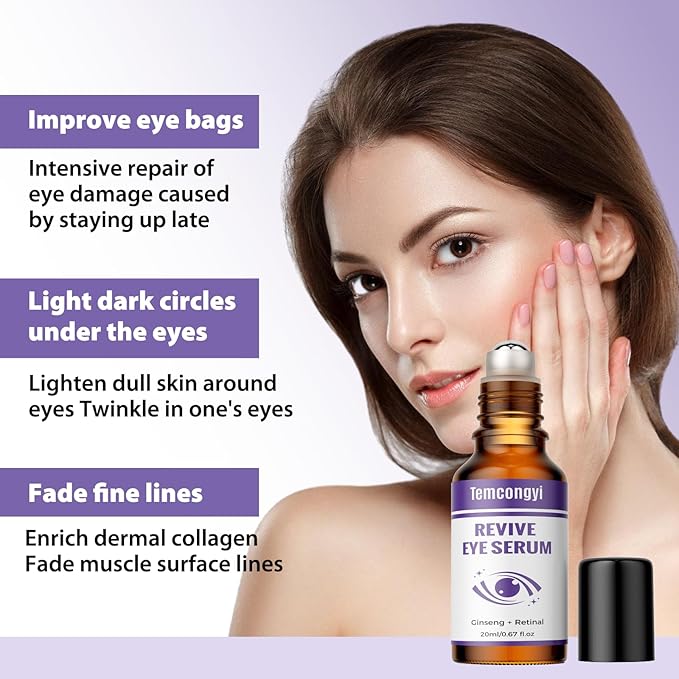 Eye Face Serum, Firming Anti-Wrinkle Serum, Reduces Eye Bags, Dark Circles, with Vitamin E, Helps Anti-Aging Eye Serum, 0.7 oz