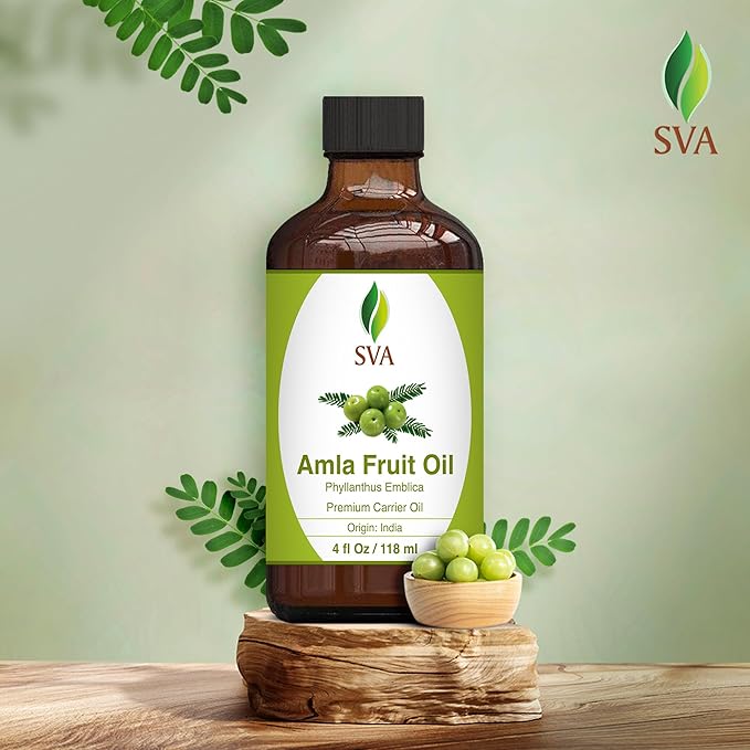 SVA Amla Oil 4oz (118ml) Premium Carrier Oil With Dropper For Hair Care, Hair Oiling, Scalp Massage, & Skin Care