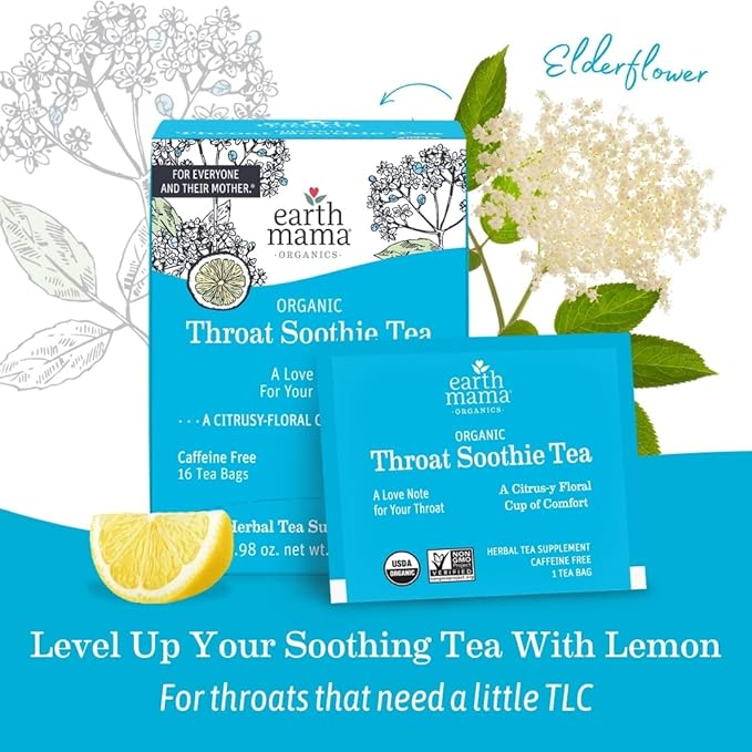 Throat Soothie Tea with Elderflower for Immune Support | Formulated with No Licorice | Safe for Kids & During Pregnancy, 16-Count (Packaging May Vary, 2-Pack)