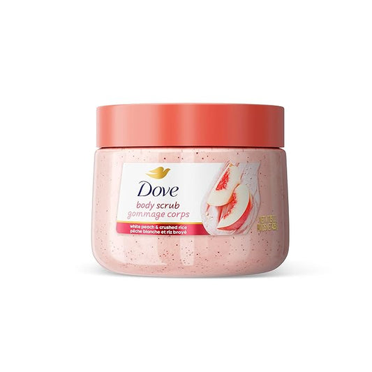 Dove White Peaches & Crushed Rice Body Scrub Exfoliates and Deeply Nourishes for Smooth, Radiant Skin 15oz